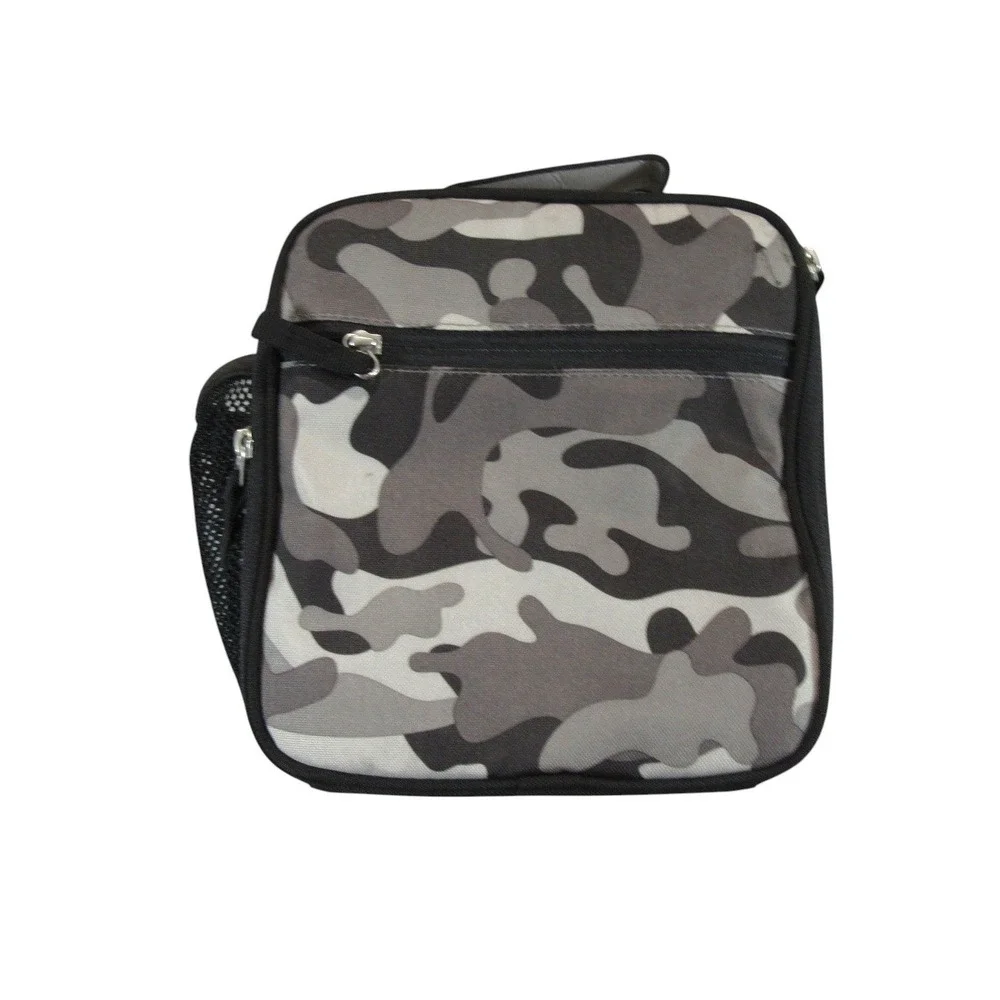 Pottery Barn Kids Lunch Box OS Gray Camo Insulated‎ Lunch Bag Pockets